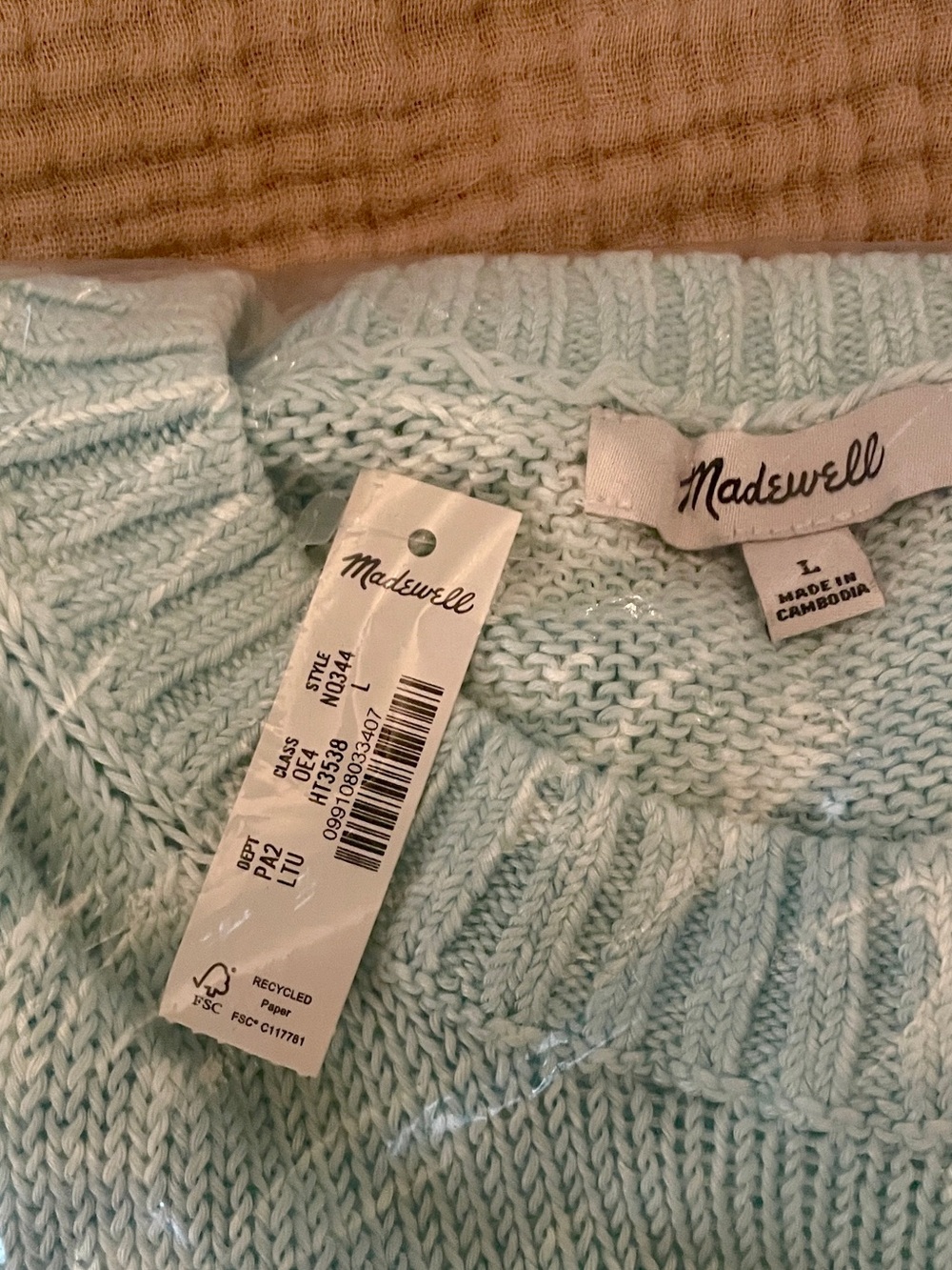 NWT Madewell Linen Drop-Shoulder Sweater in Aqua. Large. FRESH! - Picture 6 of 7